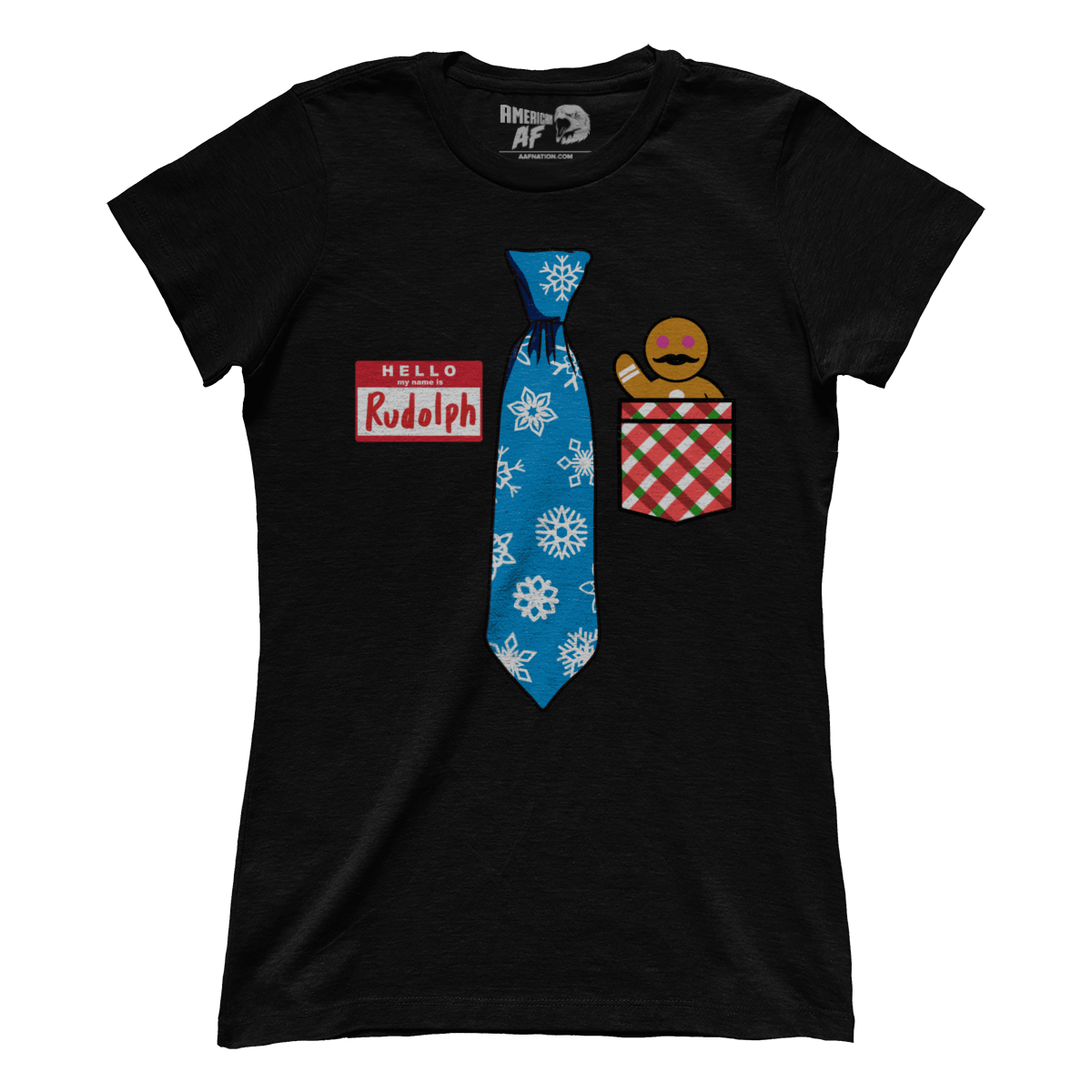 Raglan Premium Ladies Tee / Black / S Hello Im Rudolph (Ladies)