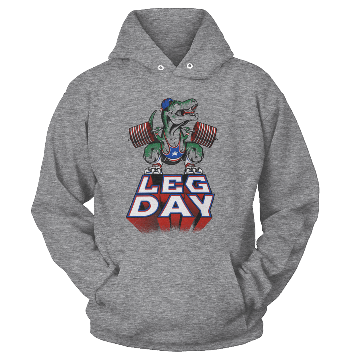 T-shirt Unisex Hoodie / Heather Gray / 5XL Leg Day T-Rex (Ladies)