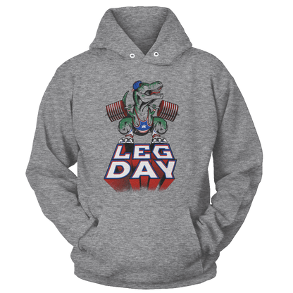T-shirt Unisex Hoodie / Heather Gray / 5XL Leg Day T-Rex (Ladies)
