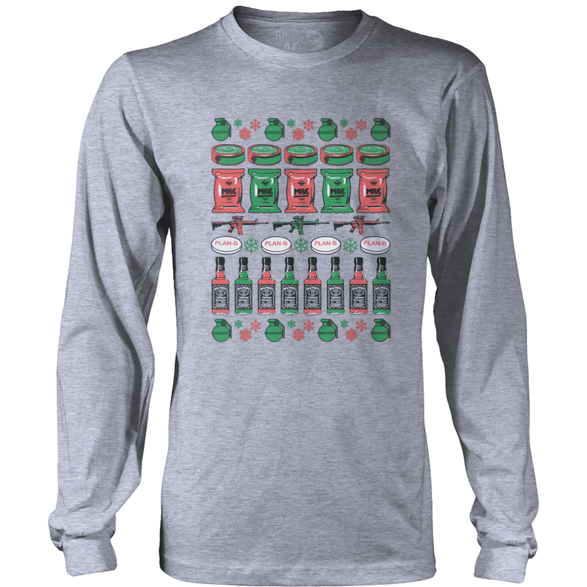 Raglan Mens Long Sleeve / Heather Gray / S A Plan-B Christmas