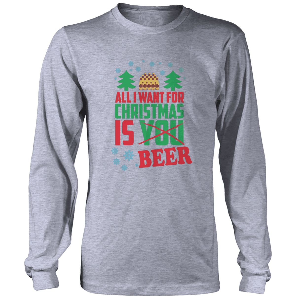 Raglan Mens Long Sleeve / Heather Gray / S All I Want is Beer