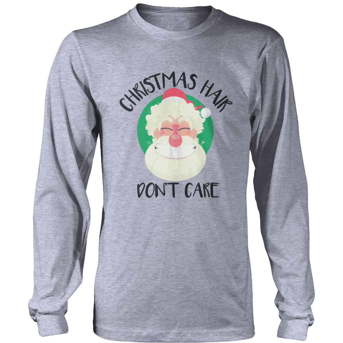 Raglan Mens Long Sleeve / Heather Gray / S Christmas Hair Don't Care