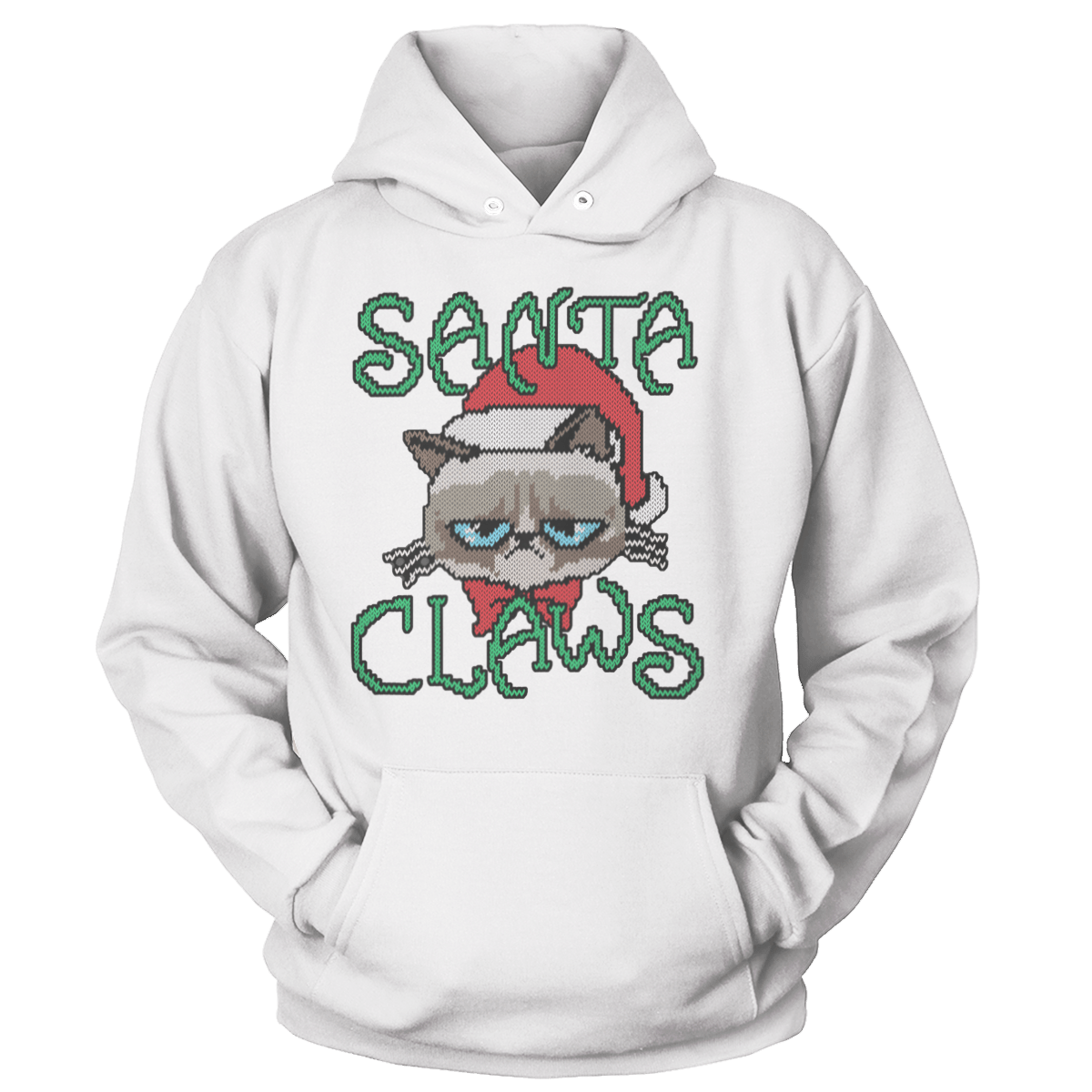 Raglan Unisex Hoodie / White / S Santa Claws V2 (Ladies)