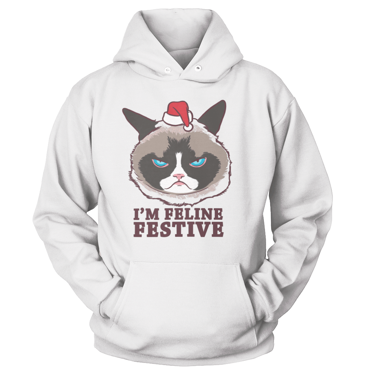 Raglan Unisex Hoodie / White / S I'm Feline Festive (Ladies)