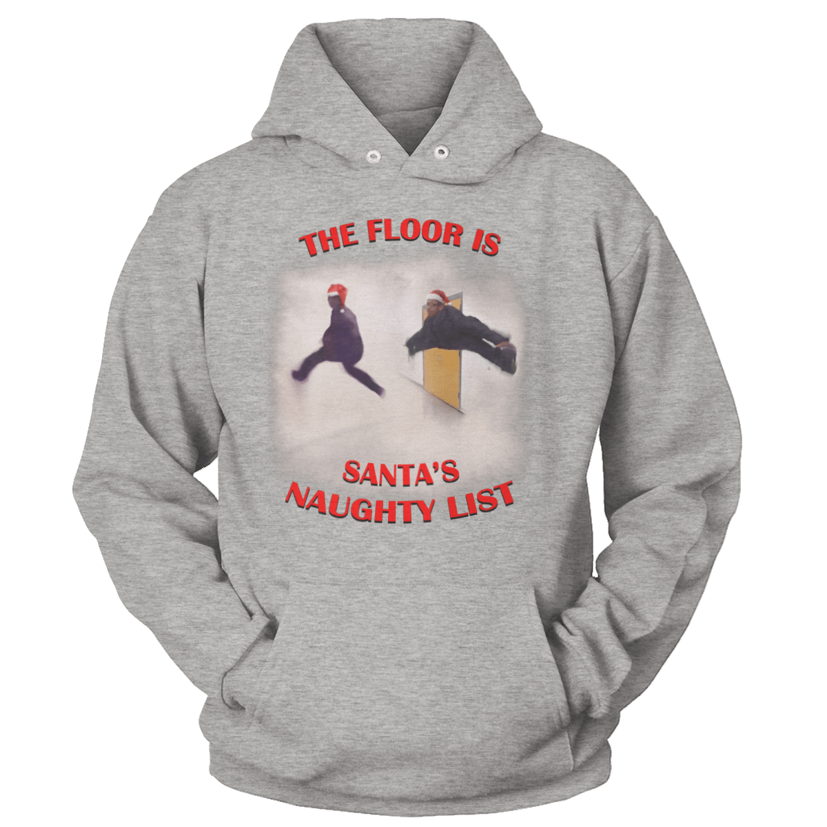 Raglan Unisex Hoodie / Heather Gray / S The Floor is Santa's Naughty List - Meme (Ladies)