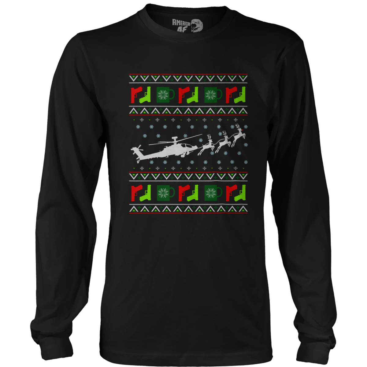 Raglan Mens Long Sleeve / Black / S Santa's Other Ride - Apache