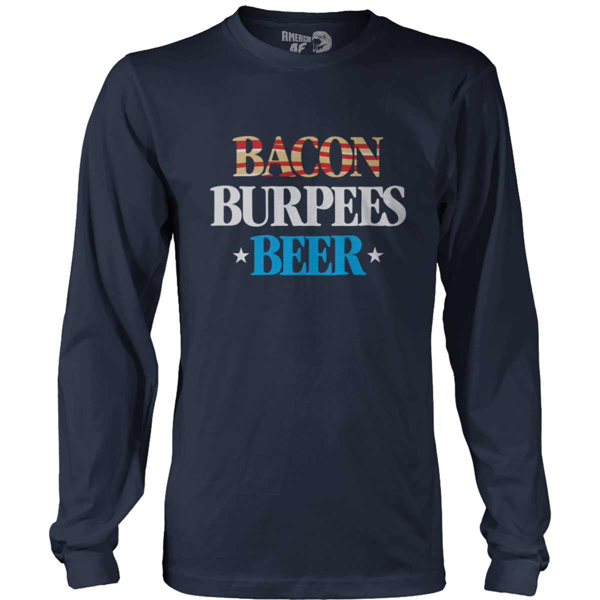 T-shirt Mens Long Sleeve / Navy / S Bacon, Burpees, Beer