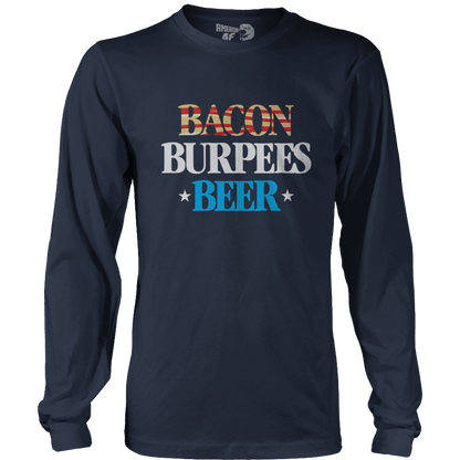 T-shirt Mens Long Sleeve / Navy / S Bacon, Burpees, Beer