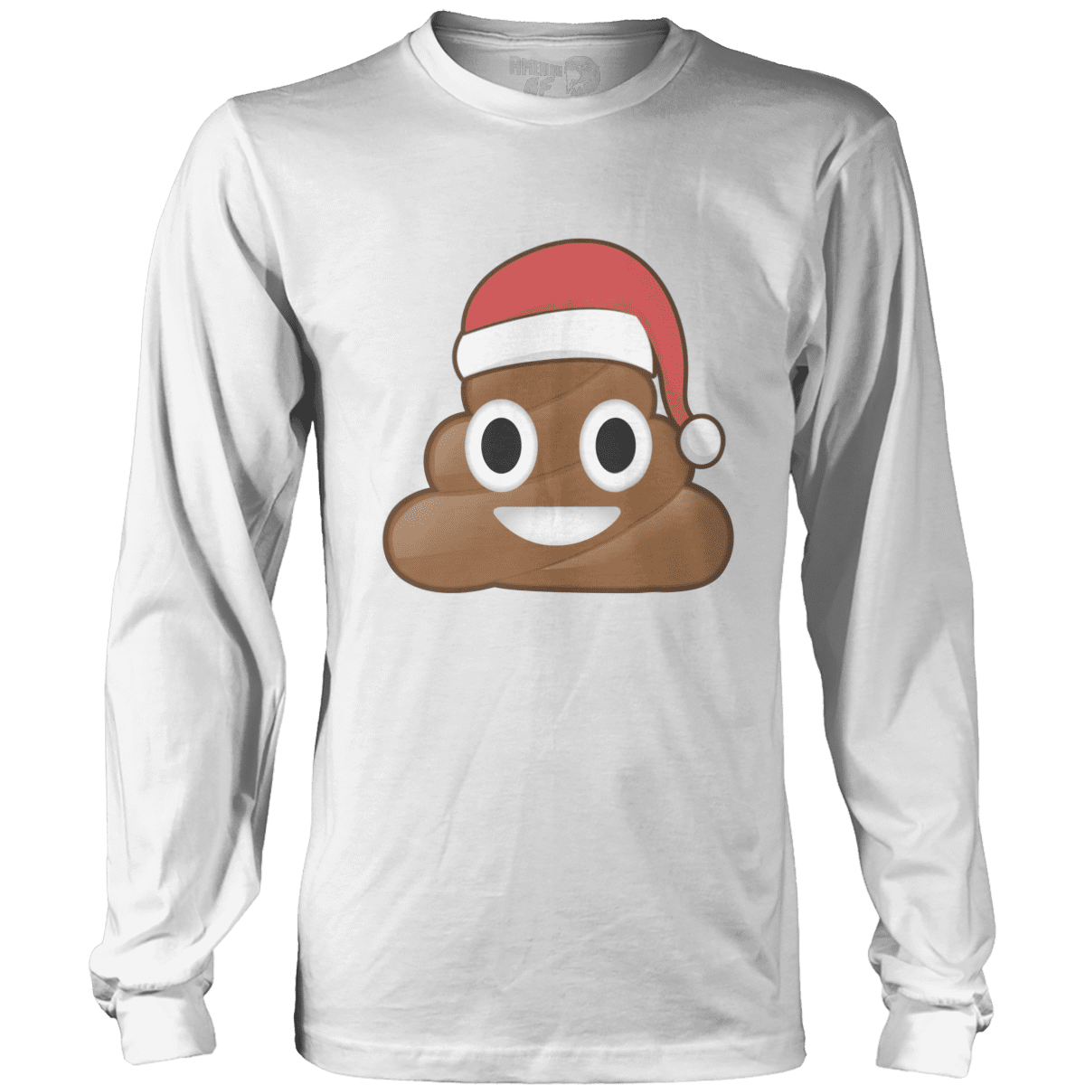 Raglan Mens Long Sleeve / White / S Christmas Poo Emoji