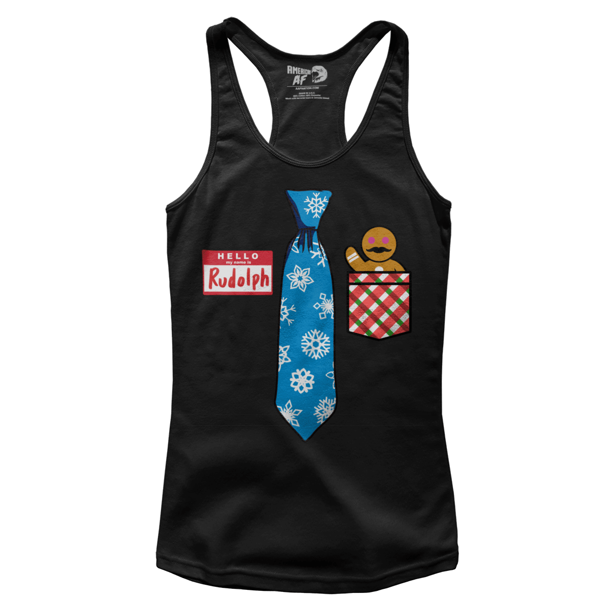 Raglan Premium Ladies Racerback Tank / Black / XS Hello Im Rudolph (Ladies)