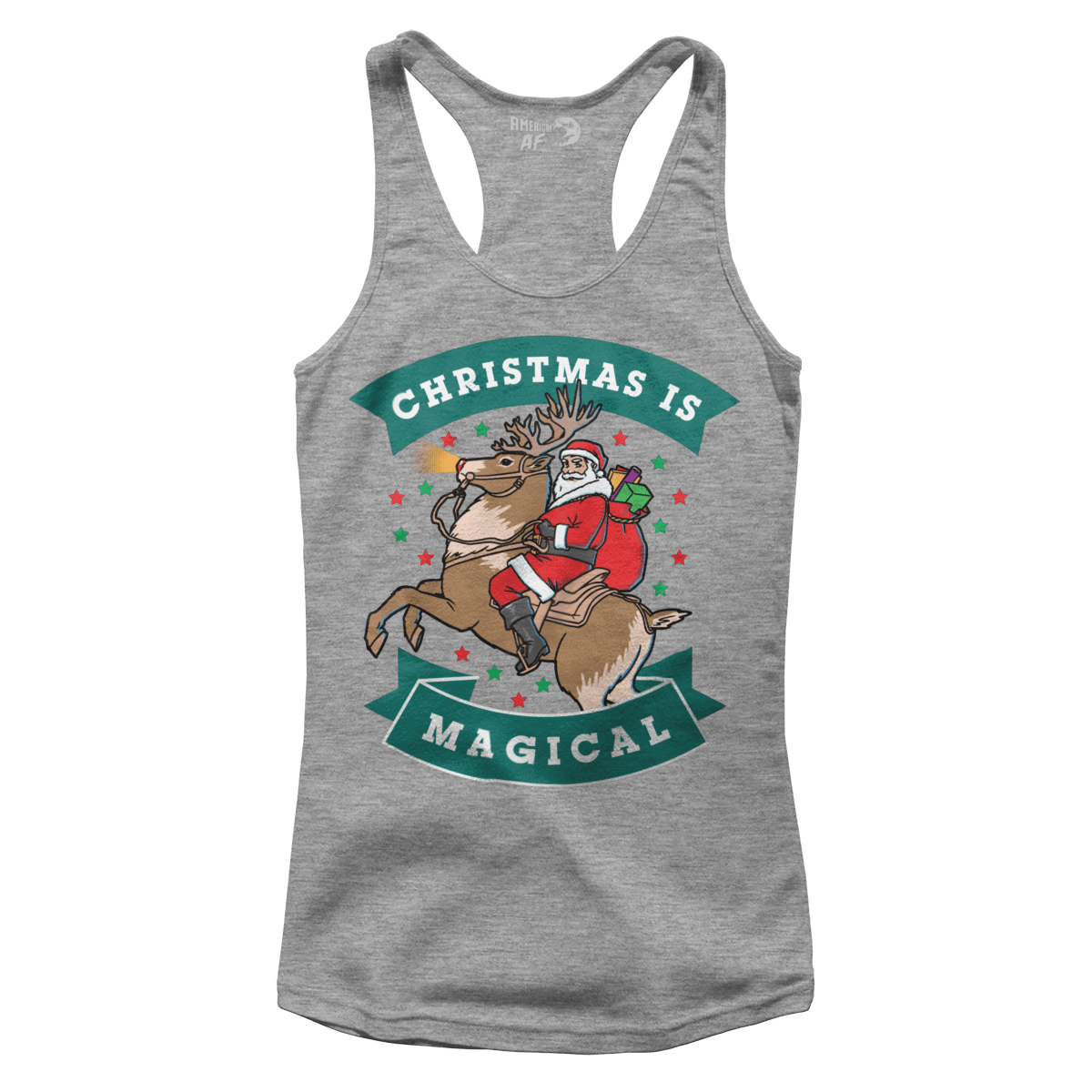 Raglan Premium Ladies Racerback Tank / Heather Gray / XS Christmas is Magical V1 (Ladies)