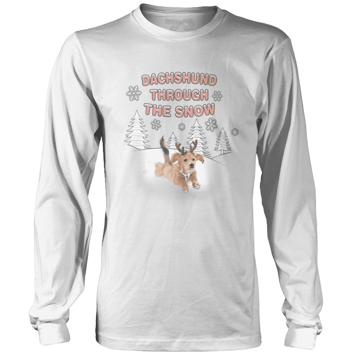 Raglan Mens Long Sleeve / White / S Dachshund Through the Snow