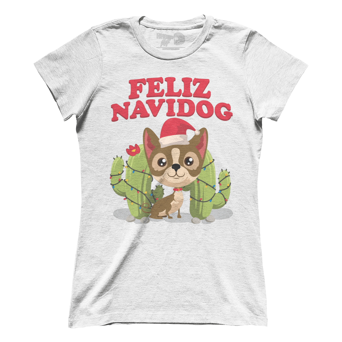 Raglan Premium Ladies Tee / White / S Chihuahua Christmas (Ladies)