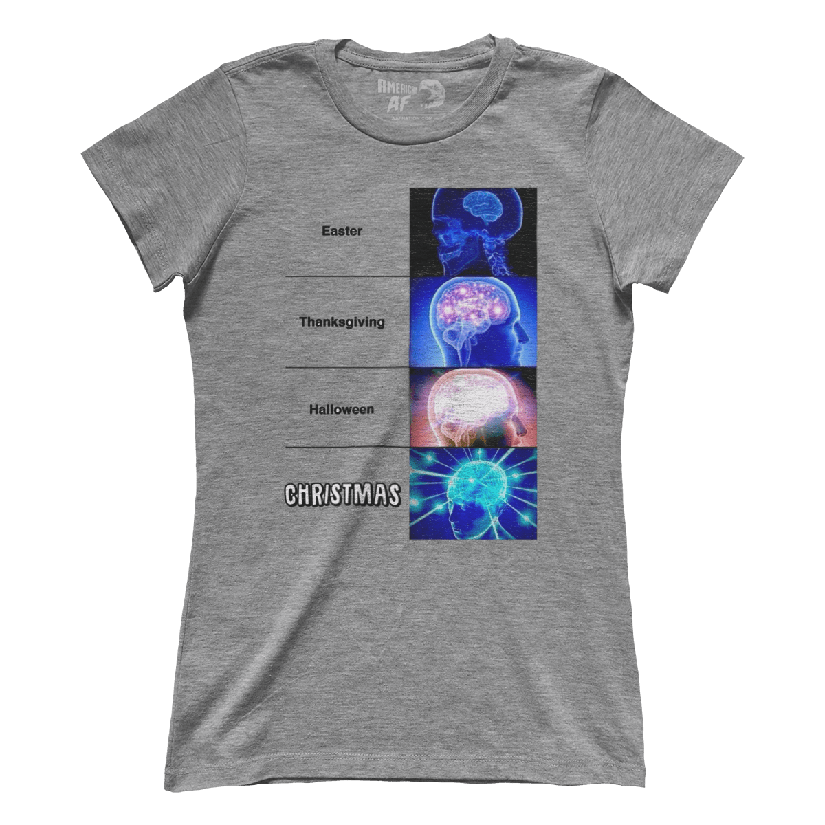 Raglan Premium Ladies Tee / Heather Gray / S Woke Brain - Meme (Ladies)