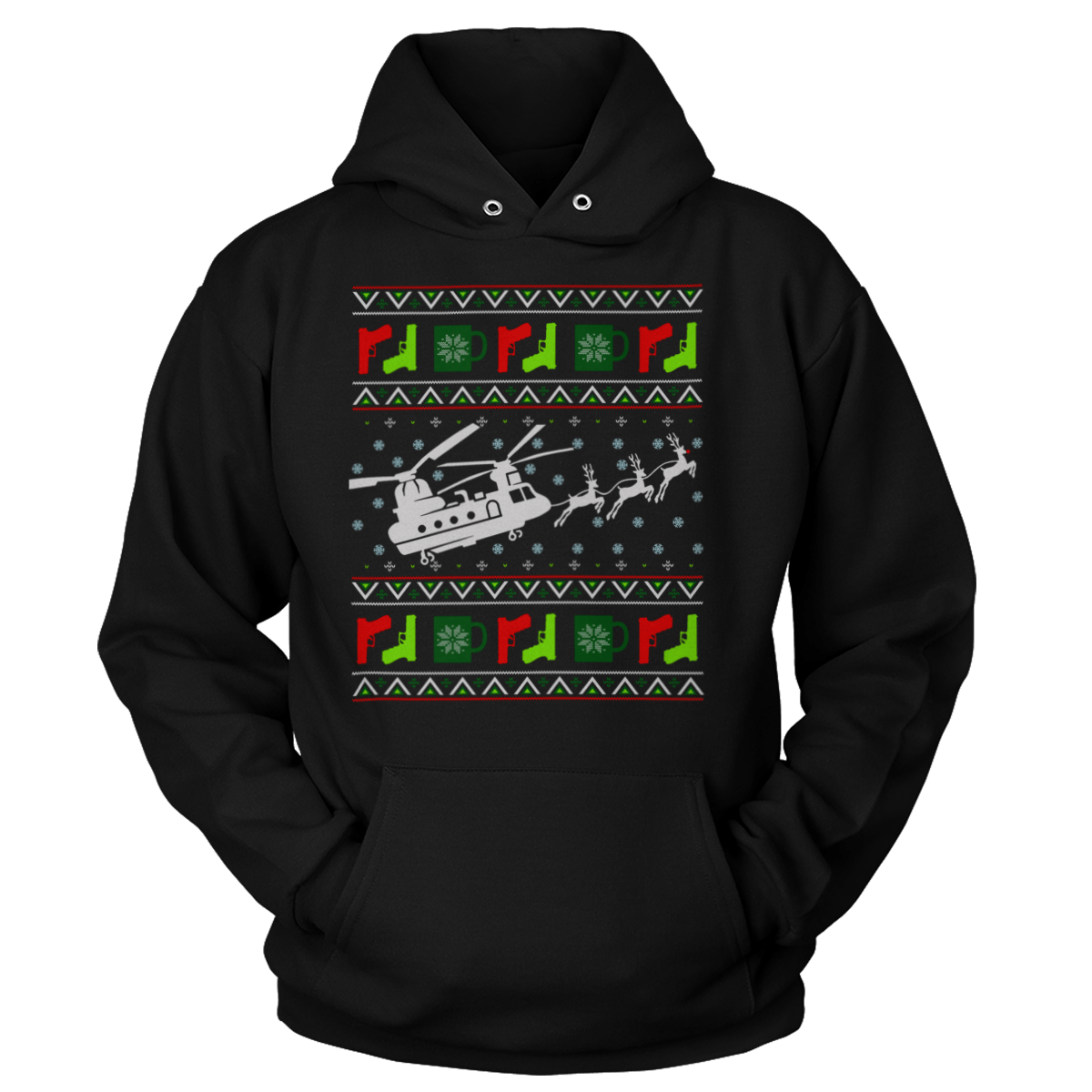 Raglan Unisex Hoodie / Black / S Santa's Other Ride - Chinook (Ladies)