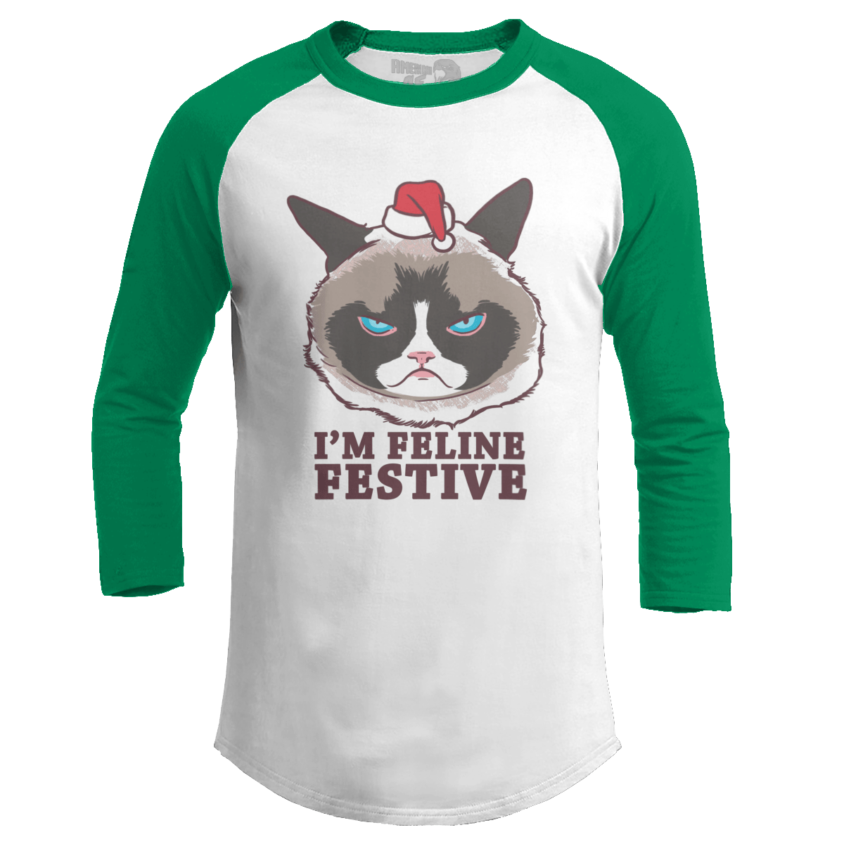 Raglan Raglan / White/Kelly Green / S I'm Feline Festive (Ladies)