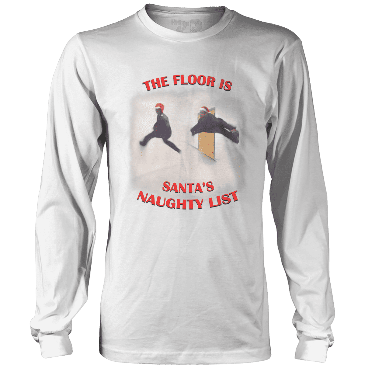 Raglan Mens Long Sleeve / White / S The Floor is Santa's Naughty List - Meme