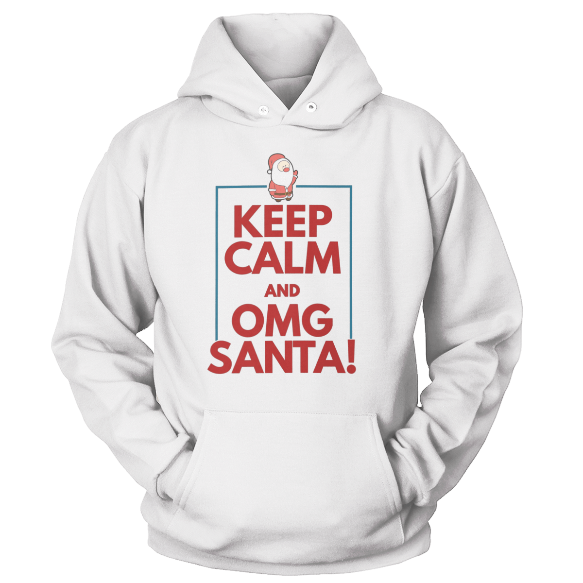 Raglan Unisex Hoodie / White / S Keep Calm OMG Santa! (Ladies)