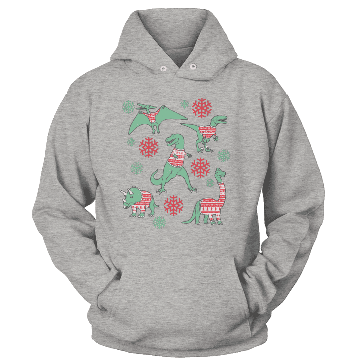 Raglan Unisex Hoodie / Heather Gray / S Dinos In Christmas Sweaters