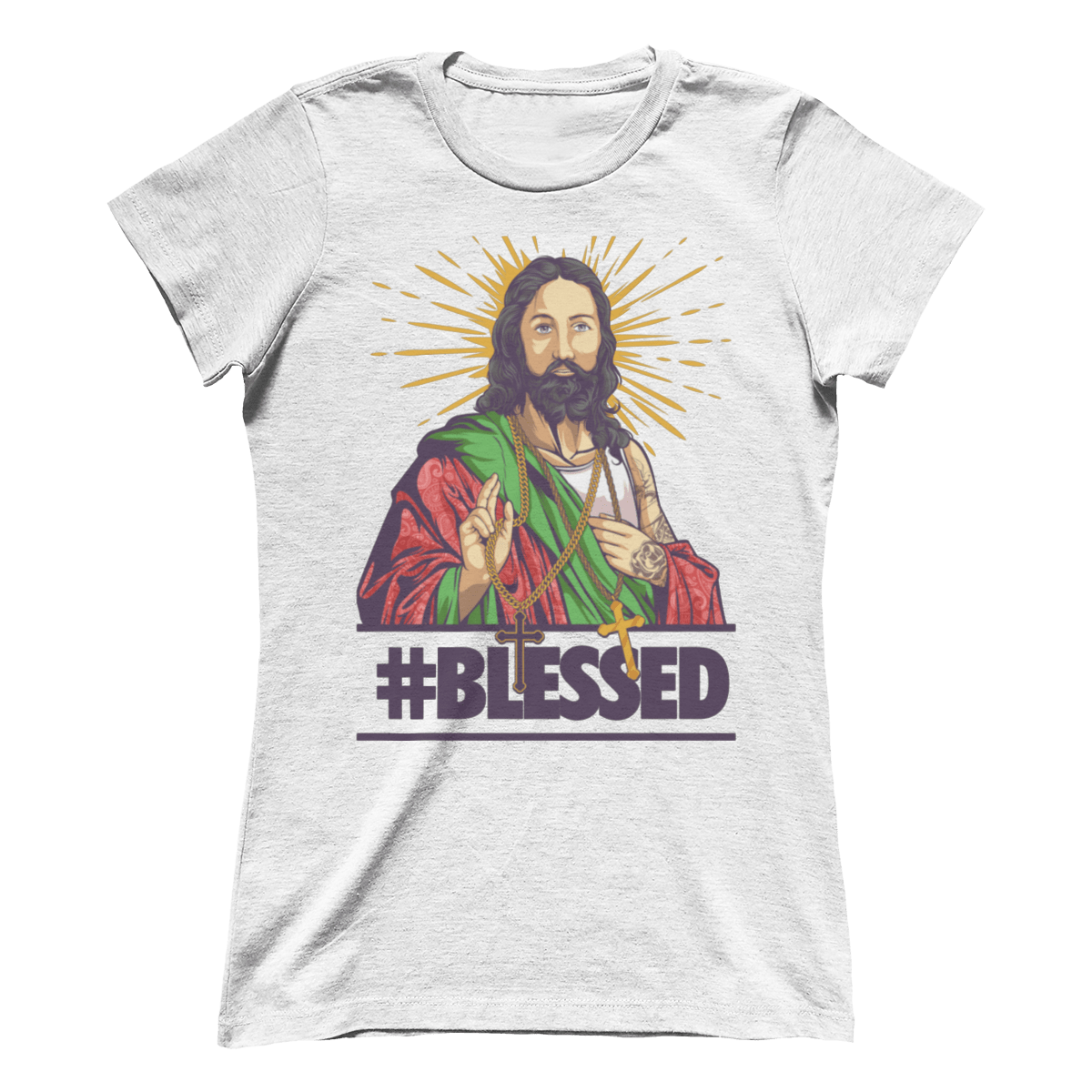 Raglan Premium Ladies Tee / White / S #Blessed V1 (Ladies)