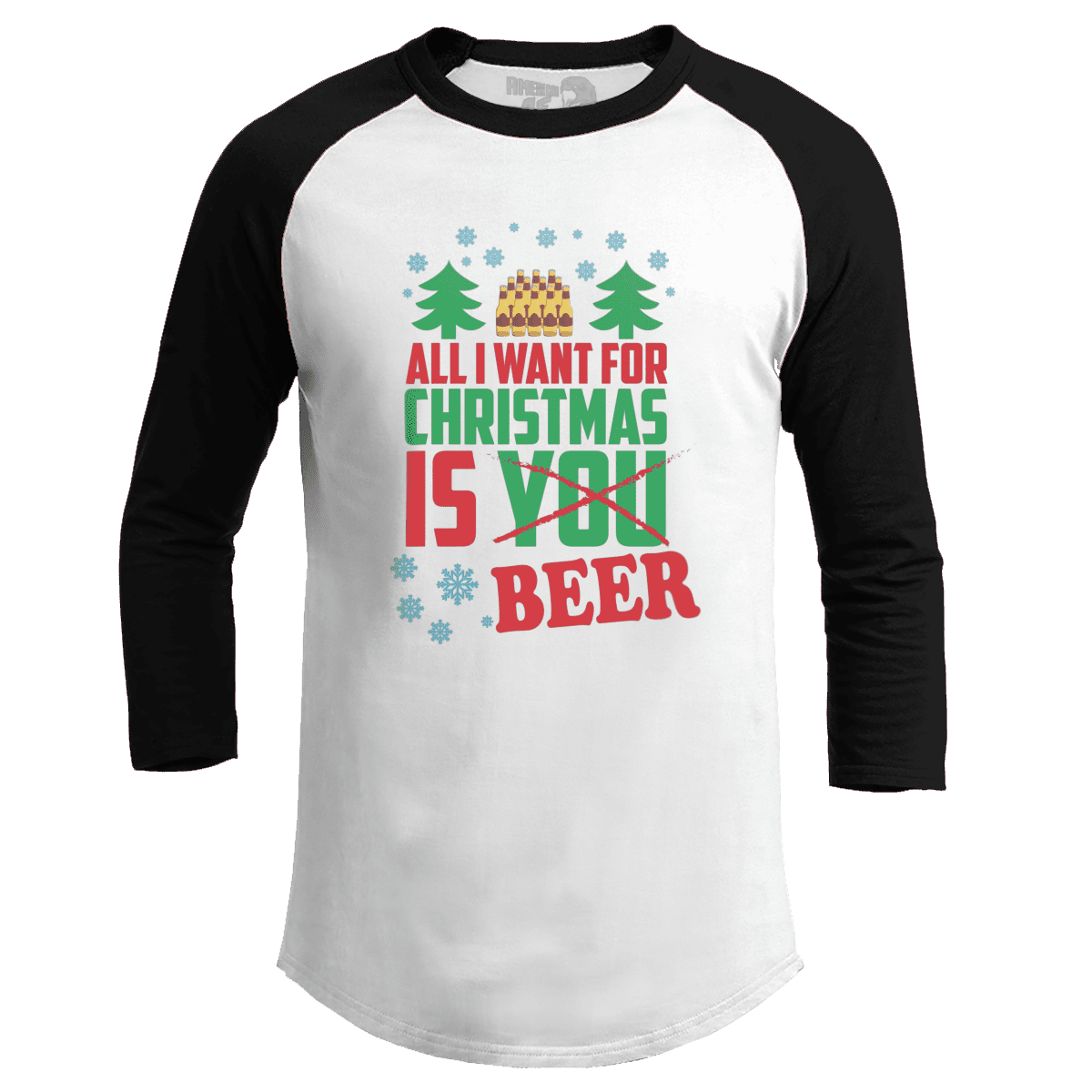 Raglan Raglan / White/Black / S All I Want is Beer