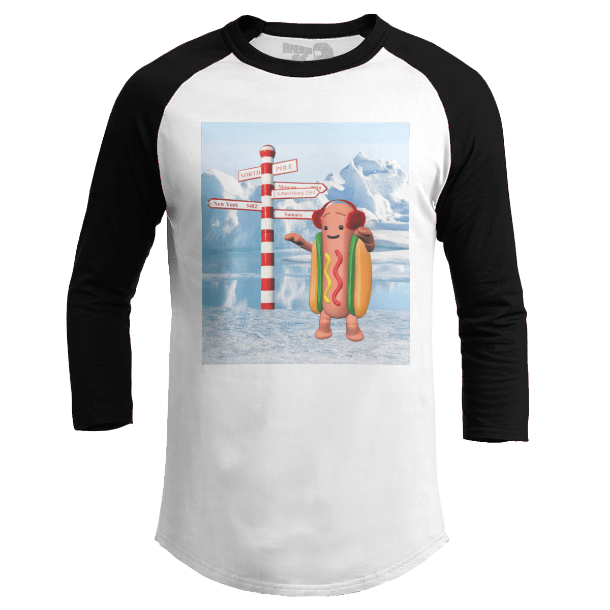 Raglan Raglan / White/Black / S Hotdog Christmas - Meme (Ladies)