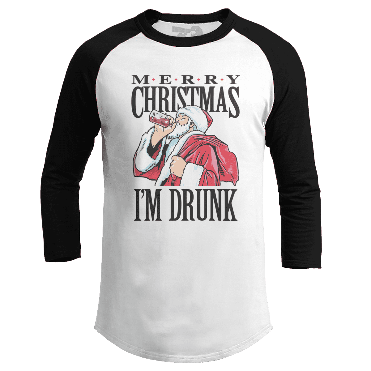 Raglan Raglan / White/Black / S Merry Christmas I'm Drunk