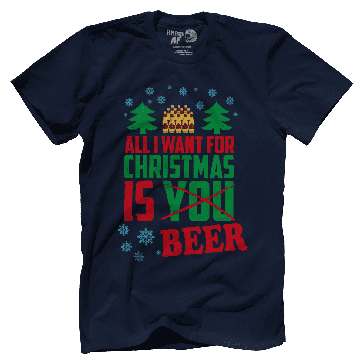 Raglan Premium Mens Shirt / Navy / XS All I Want is Beer