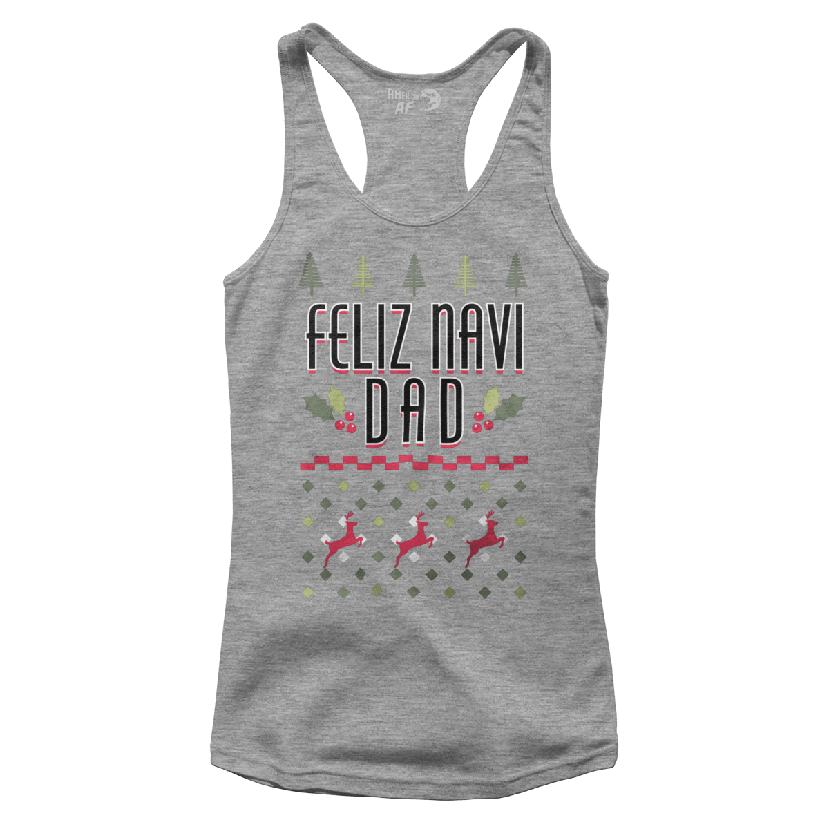 Raglan Premium Ladies Racerback Tank / Heather Gray / XS Feliz Navi Dad (Ladies)