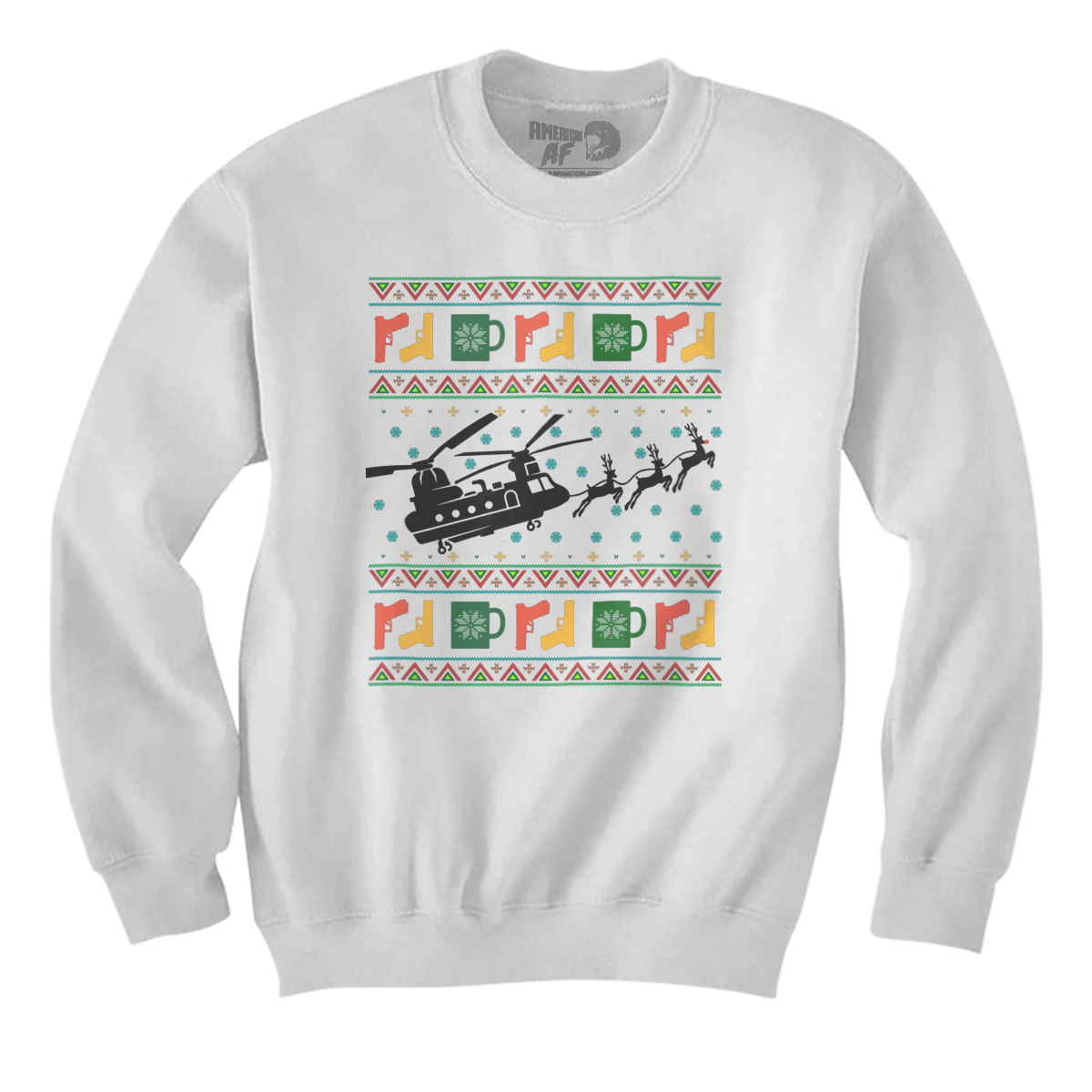 Raglan Premium Sweatshirt / White / S Santa's Other Ride - Chinook (Ladies)
