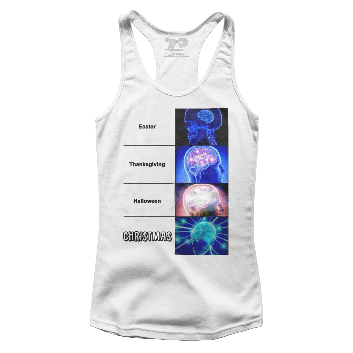 Raglan Premium Ladies Racerback Tank / White / XS Woke Brain - Meme (Ladies)