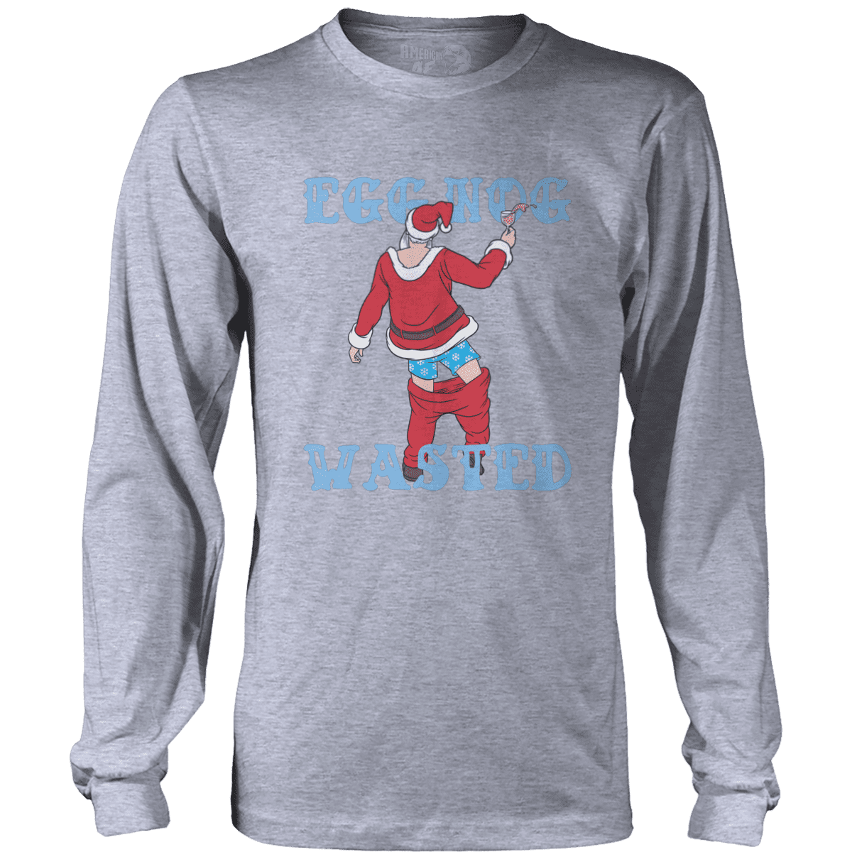 Raglan Mens Long Sleeve / Heather Gray / S Eggnog Wasted V2