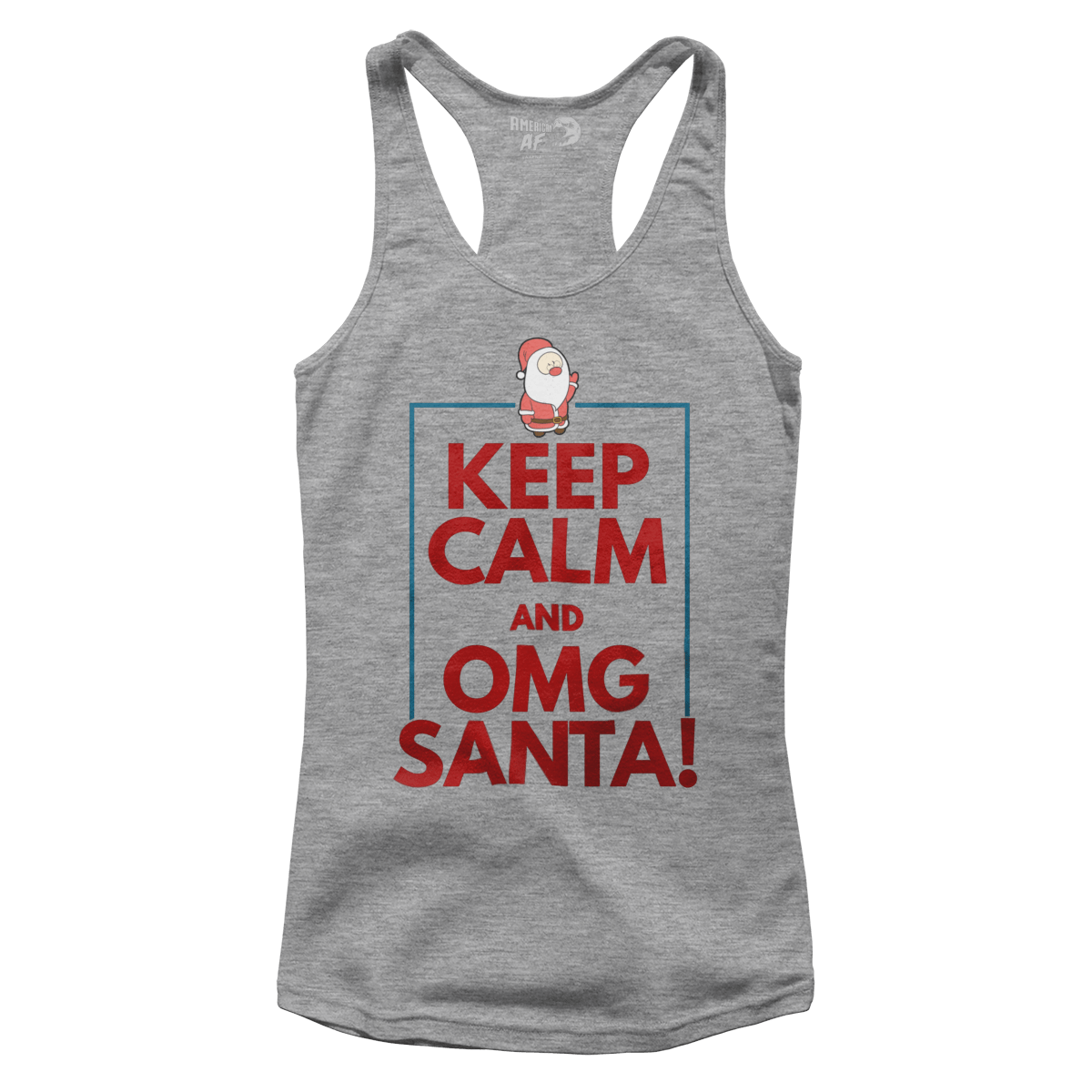 Raglan Premium Ladies Racerback Tank / Heather Gray / XS Keep Calm OMG Santa! (Ladies)