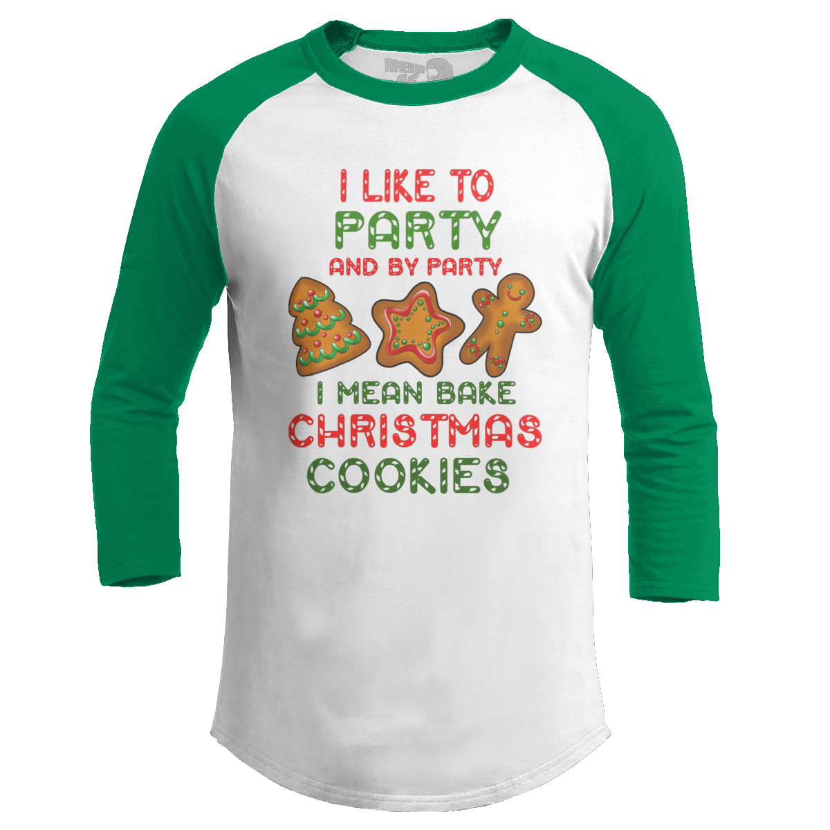 Raglan Raglan / White/Kelly Green / S I Like to Party (Ladies)