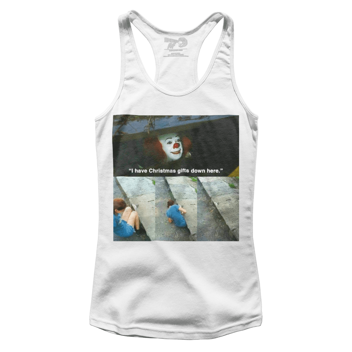 Raglan Premium Ladies Racerback Tank / White / XS Gifts Down Here - Meme (Ladies)