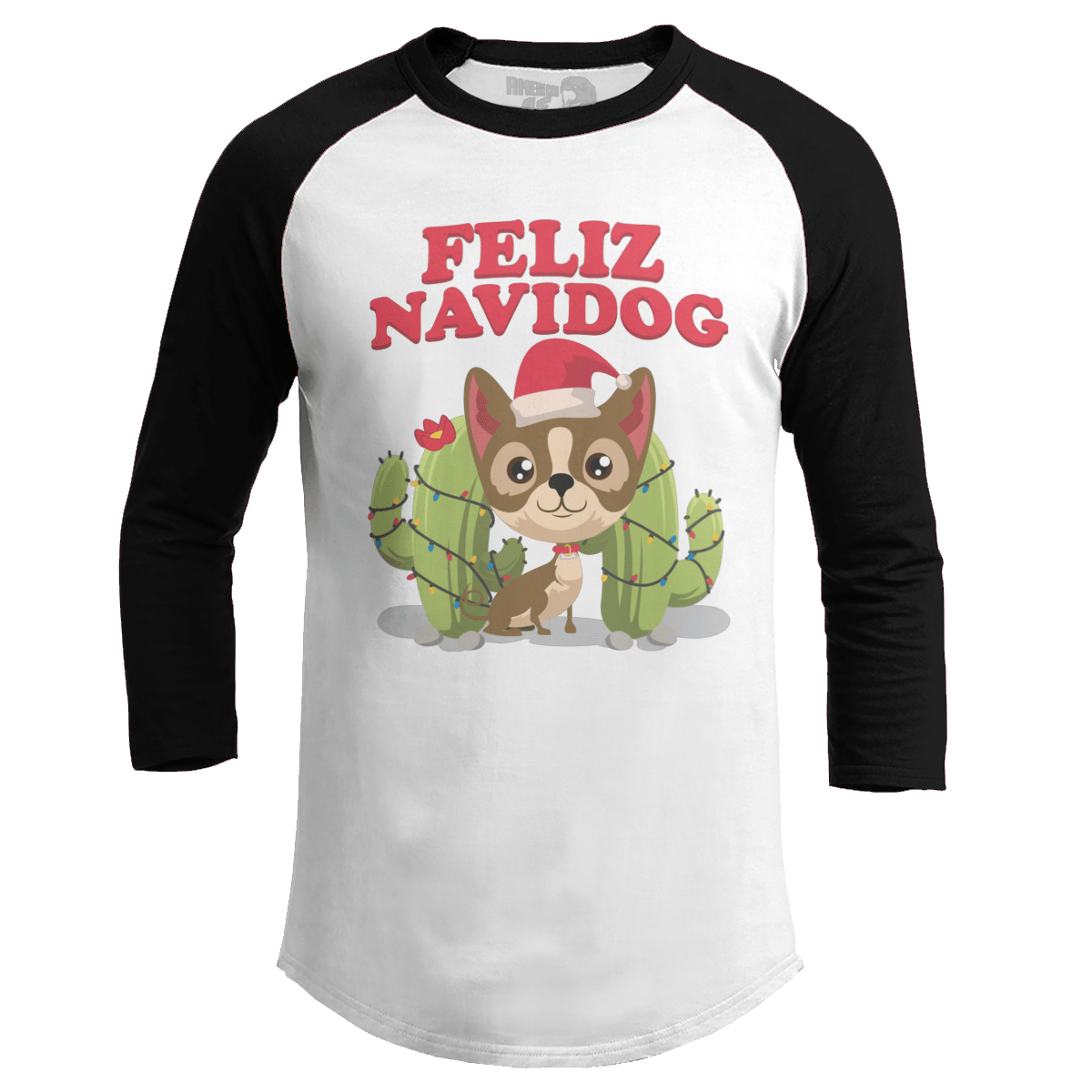Raglan Raglan / White/Black / S Chihuahua Christmas (Ladies)
