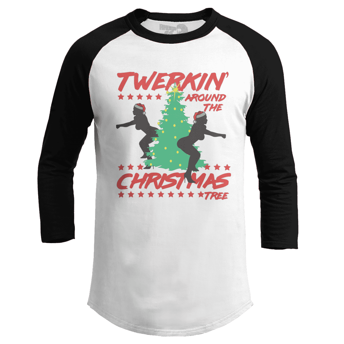 Raglan Raglan / White/Black / S Twerking Around The Christmas Tree