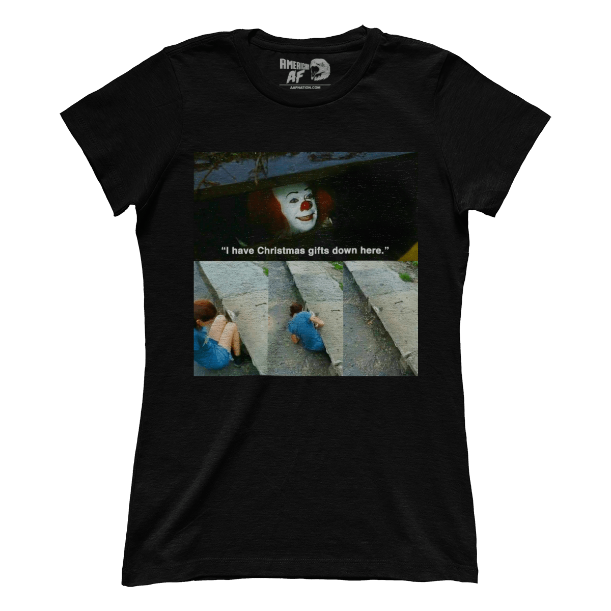 Raglan Premium Ladies Tee / Black / S Gifts Down Here - Meme (Ladies)