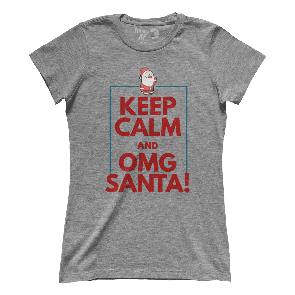 Raglan Premium Ladies Tee / Heather Gray / S Keep Calm OMG Santa! (Ladies)