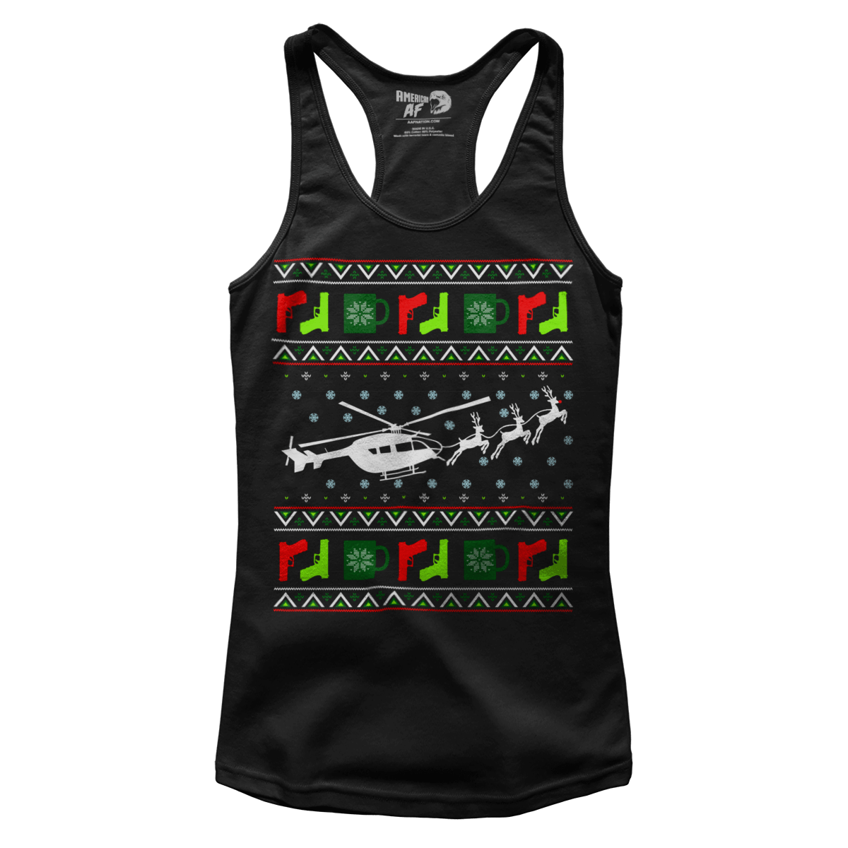 Raglan Premium Ladies Racerback Tank / Black / XS Santa's Other Ride - Lakota (Ladies)