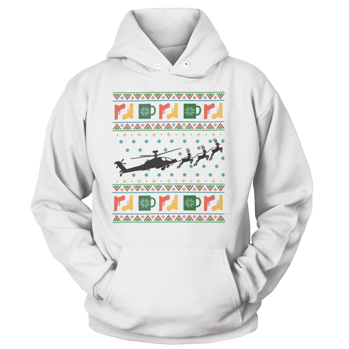 Raglan Unisex Hoodie / White / S Santa's Other Ride - Apache