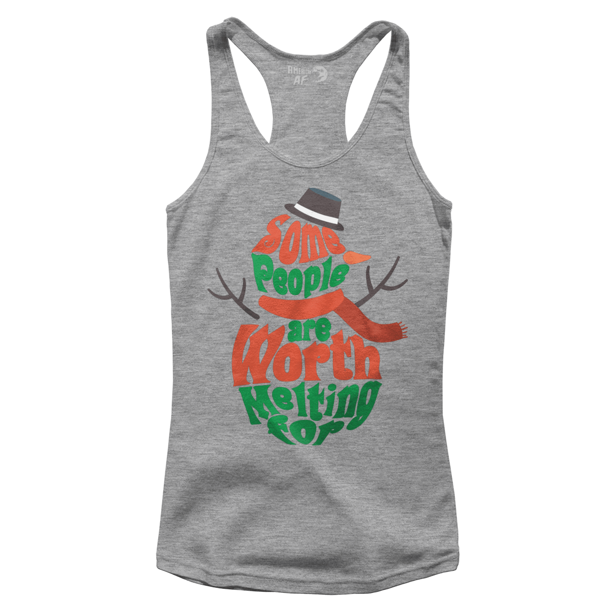 Raglan Premium Ladies Racerback Tank / Heather Gray / XS Worth Melting For (Ladies)