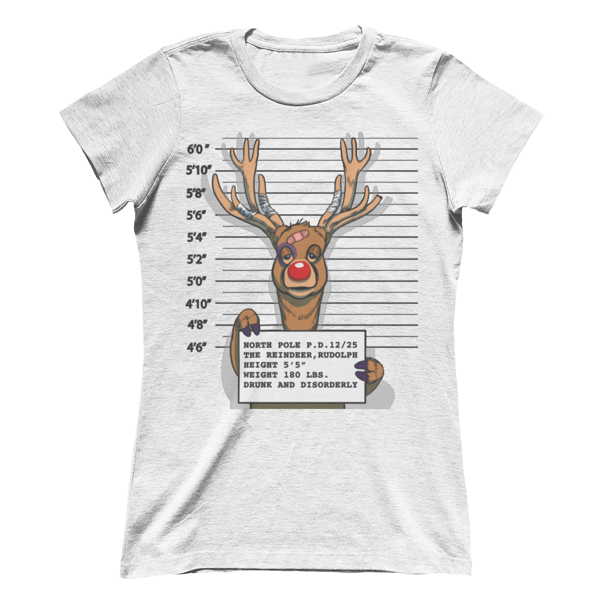 Raglan Premium Ladies Tee / White / S Reindeer Arrest (Ladies)
