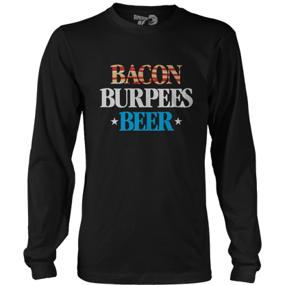 T-shirt Mens Long Sleeve / Black / S Bacon, Burpees, Beer