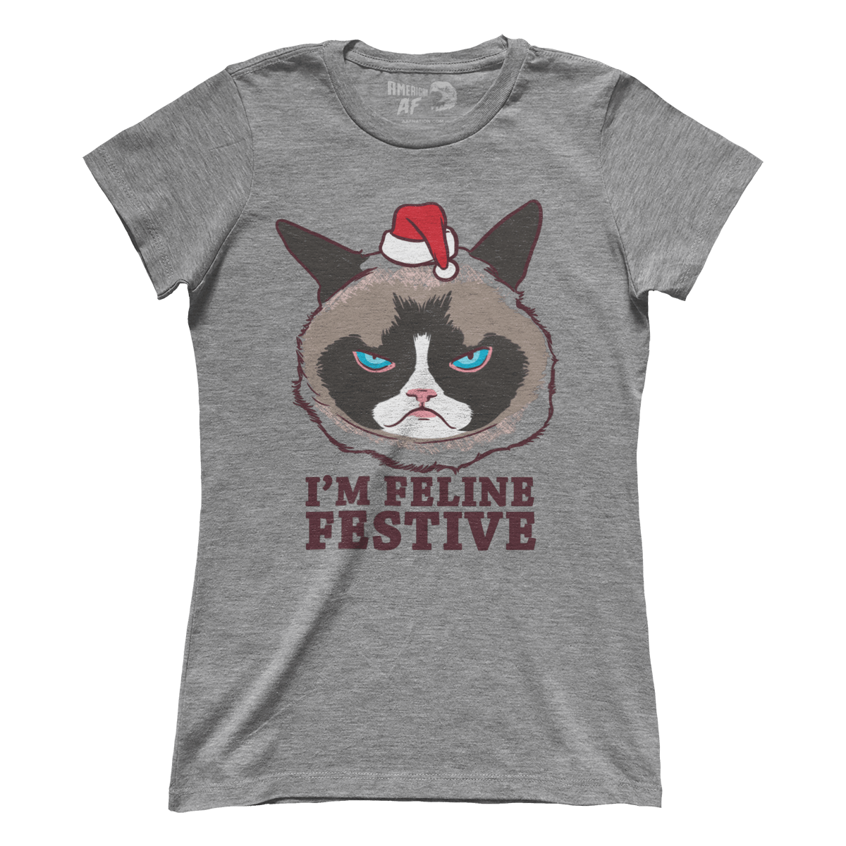 Raglan Premium Ladies Tee / Heather Gray / S I'm Feline Festive (Ladies)