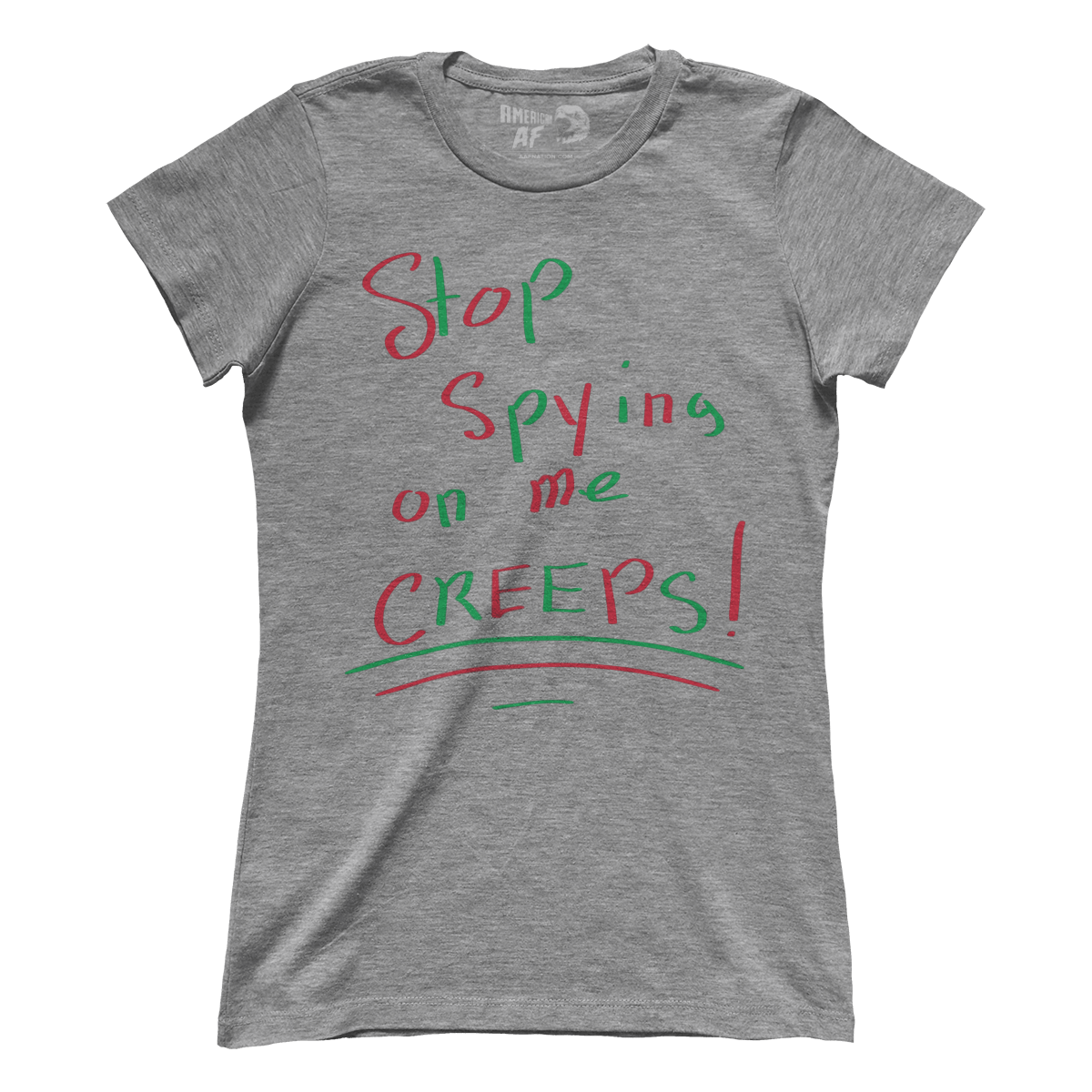 Raglan Premium Ladies Tee / Heather Gray / S Stop Spying (Ladies)
