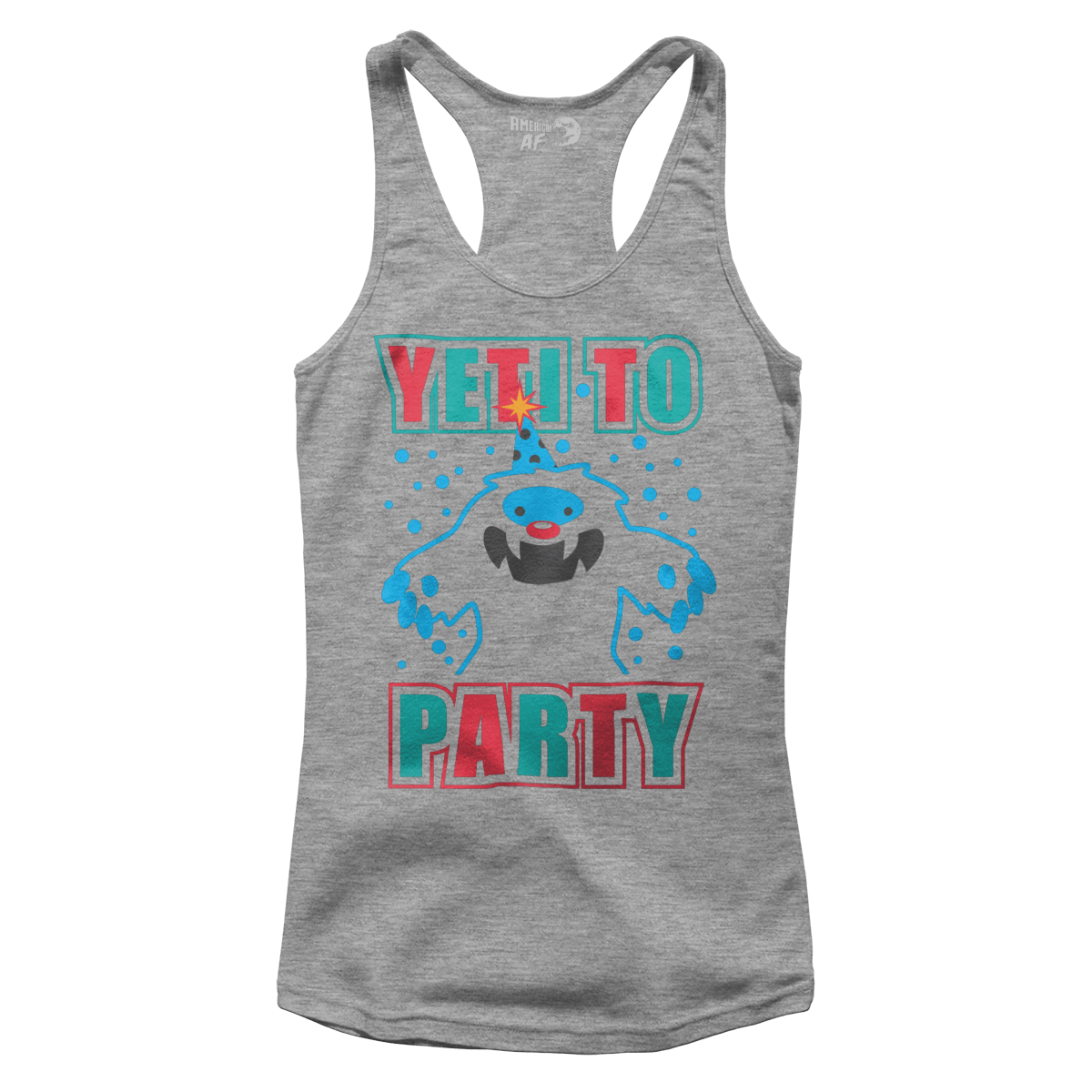 Raglan Premium Ladies Racerback Tank / Heather Gray / XS Yeti to Party (Ladies)
