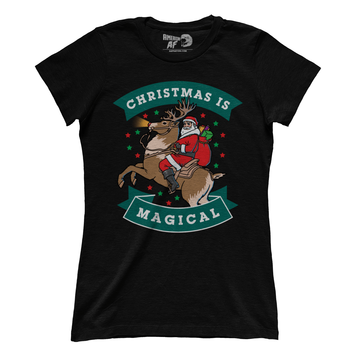 Raglan Premium Ladies Tee / Black / S Christmas is Magical V1 (Ladies)