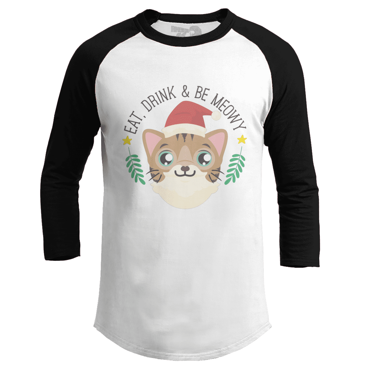 Raglan Raglan / White/Black / S Eat, Drink & Be Meowy