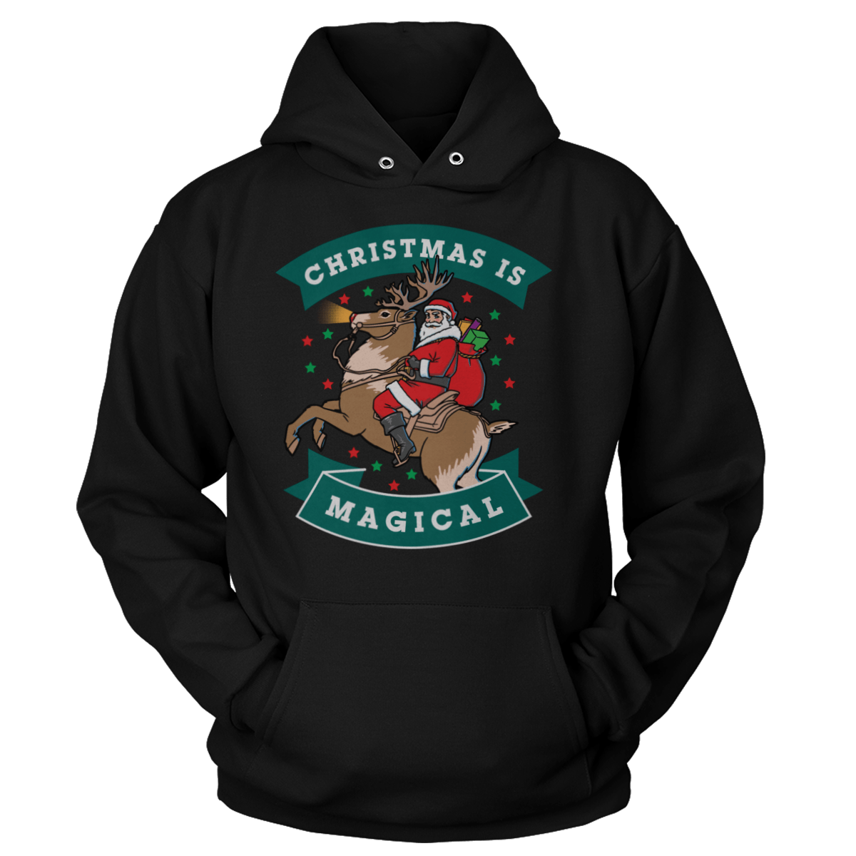 Raglan Unisex Hoodie / Black / S Christmas is Magical V1 (Ladies)